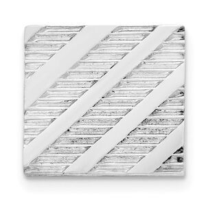 Rhodium Plated Sterling Silver Striped Square Lapel or Tie Pin, 10mm